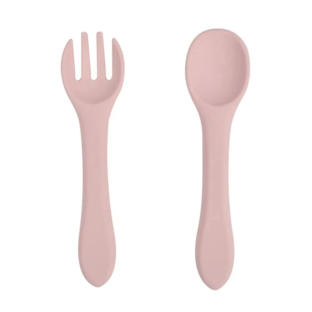 Food Grade Silicone Baby Spoon and Fork Set - A Non BPA PVC Product