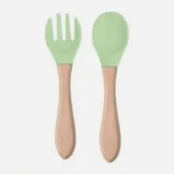 Food Grade Silicone Baby Spoon and Fork Set - A Non BPA PVC Product