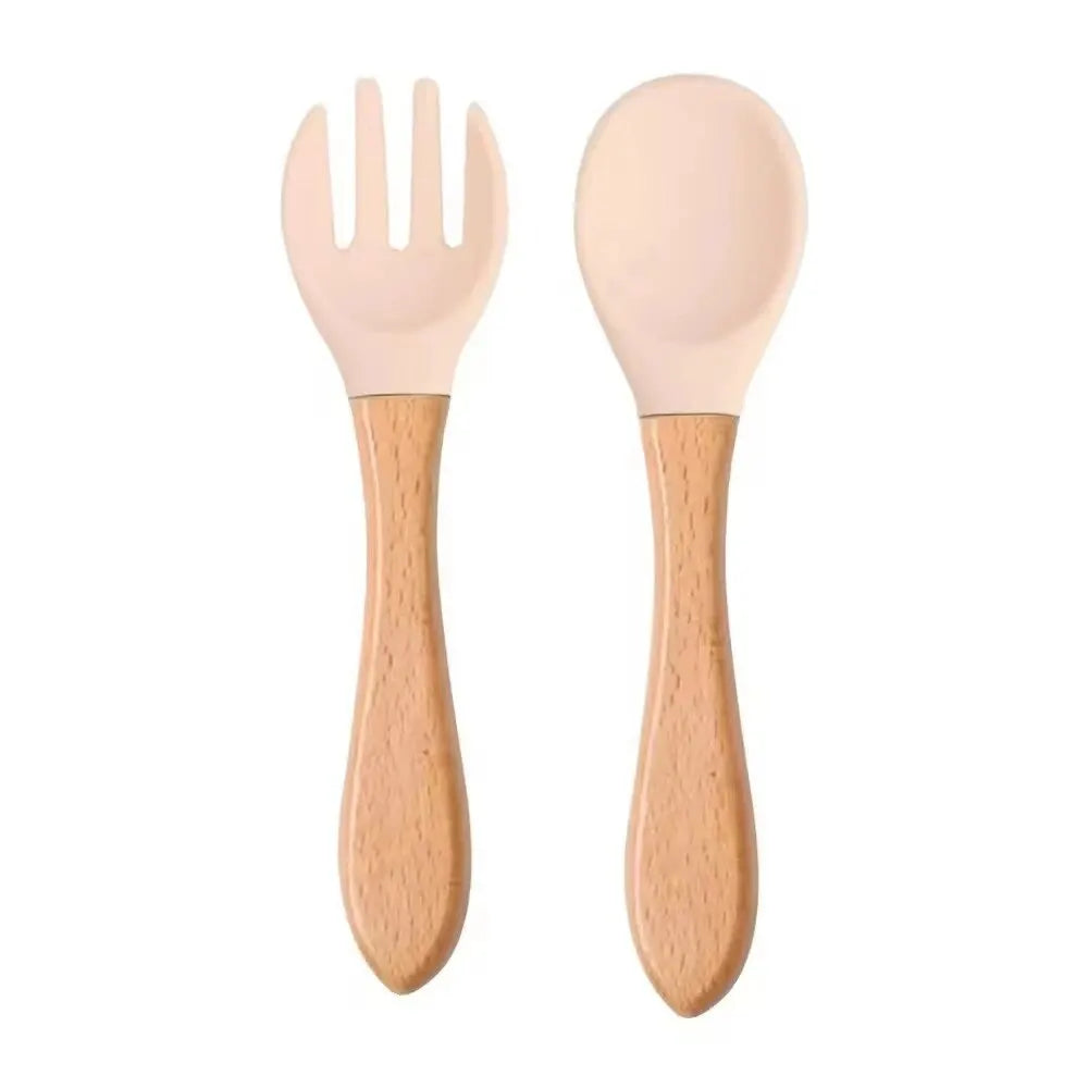 Food Grade Silicone Baby Spoon and Fork Set - A Non BPA PVC Product