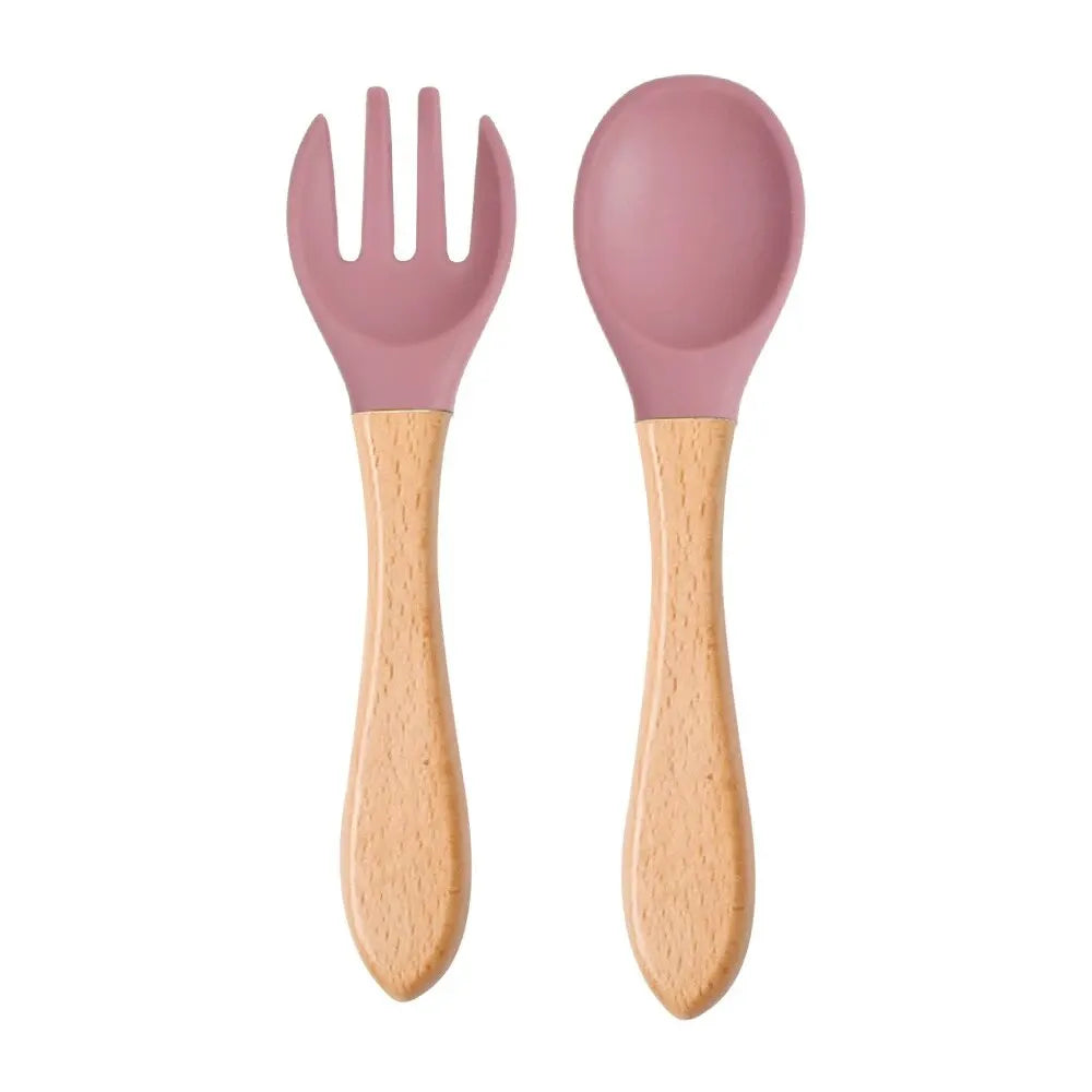 Food Grade Silicone Baby Spoon and Fork Set - A Non BPA PVC Product