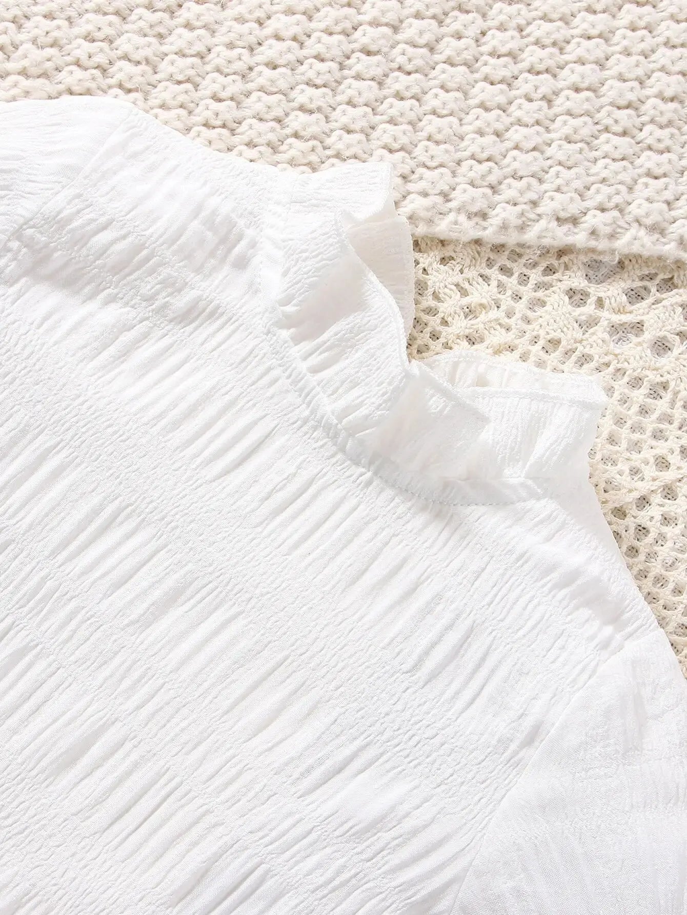 2-Piece Baby Girl Spring and Autumn White Long Sleeve with Black Strap Skirt