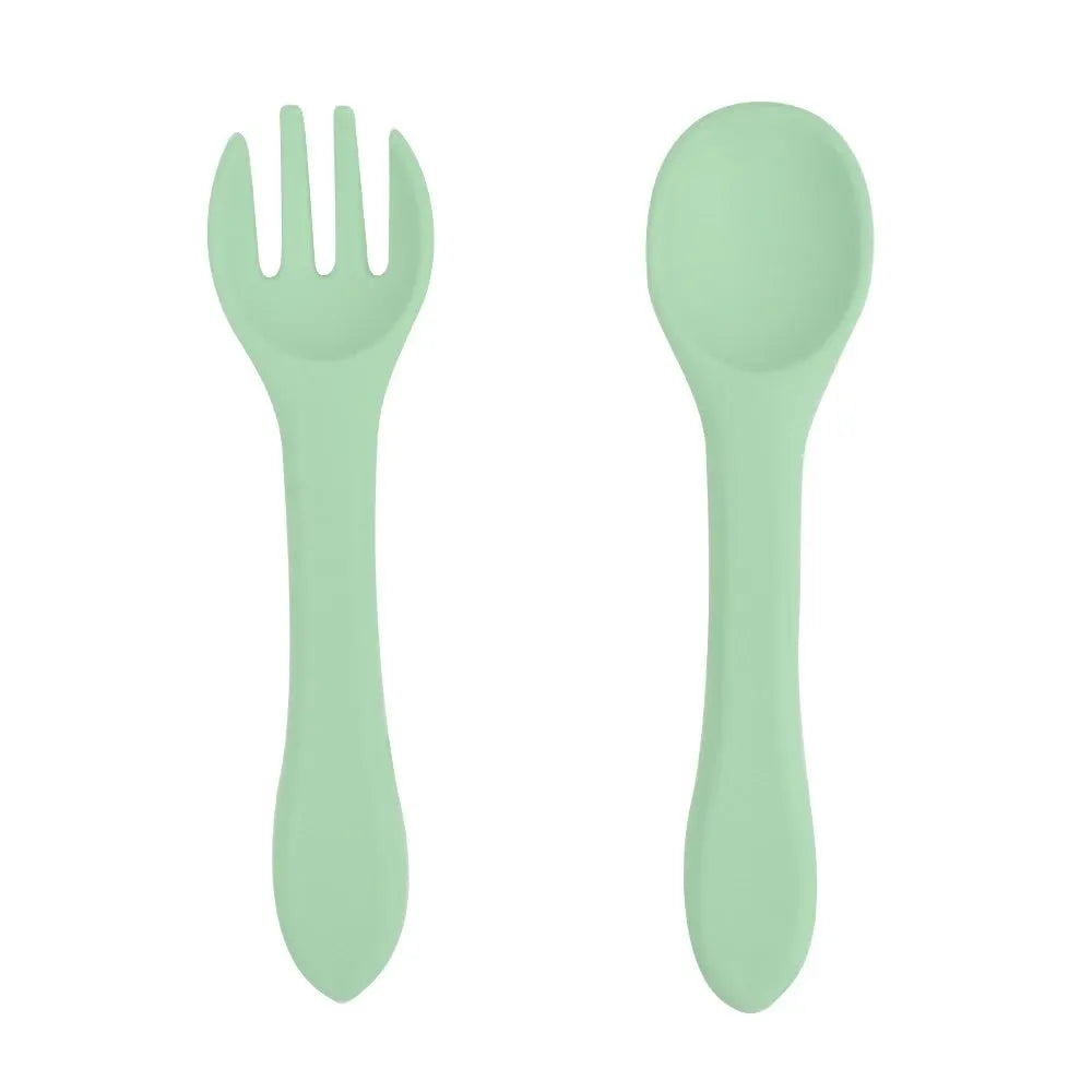 Food Grade Silicone Baby Spoon and Fork Set - A Non BPA PVC Product