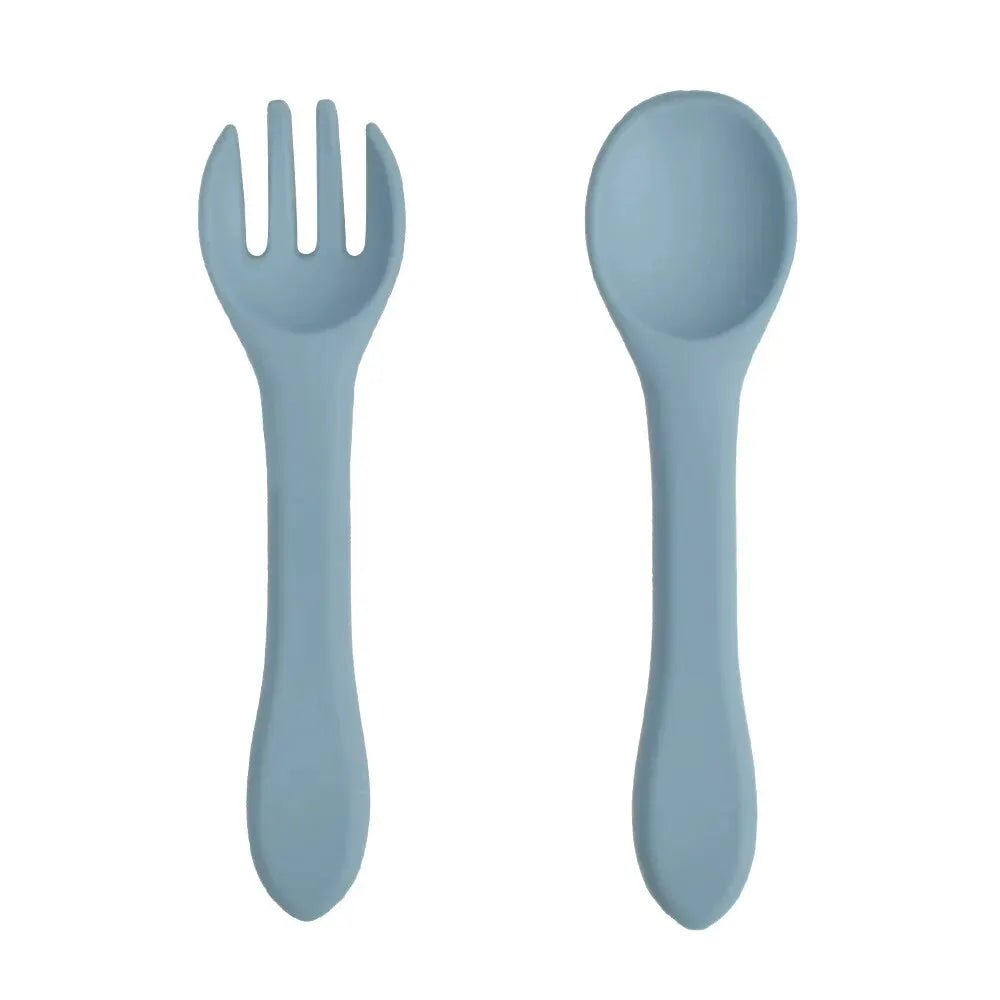 Food Grade Silicone Baby Spoon and Fork Set - A Non BPA PVC Product