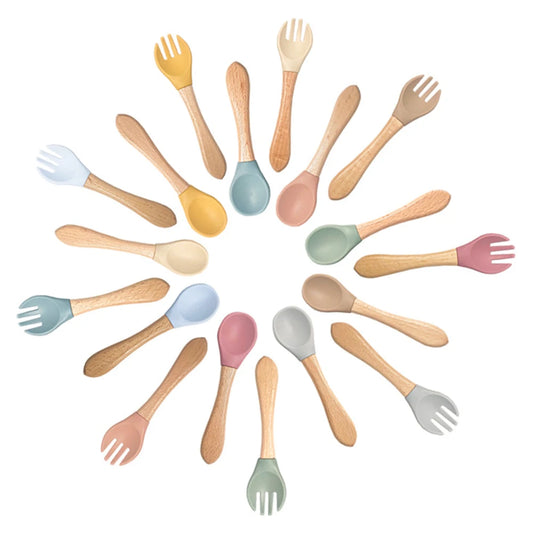 Food Grade Silicone Baby Spoon and Fork Set - A Non BPA PVC Product
