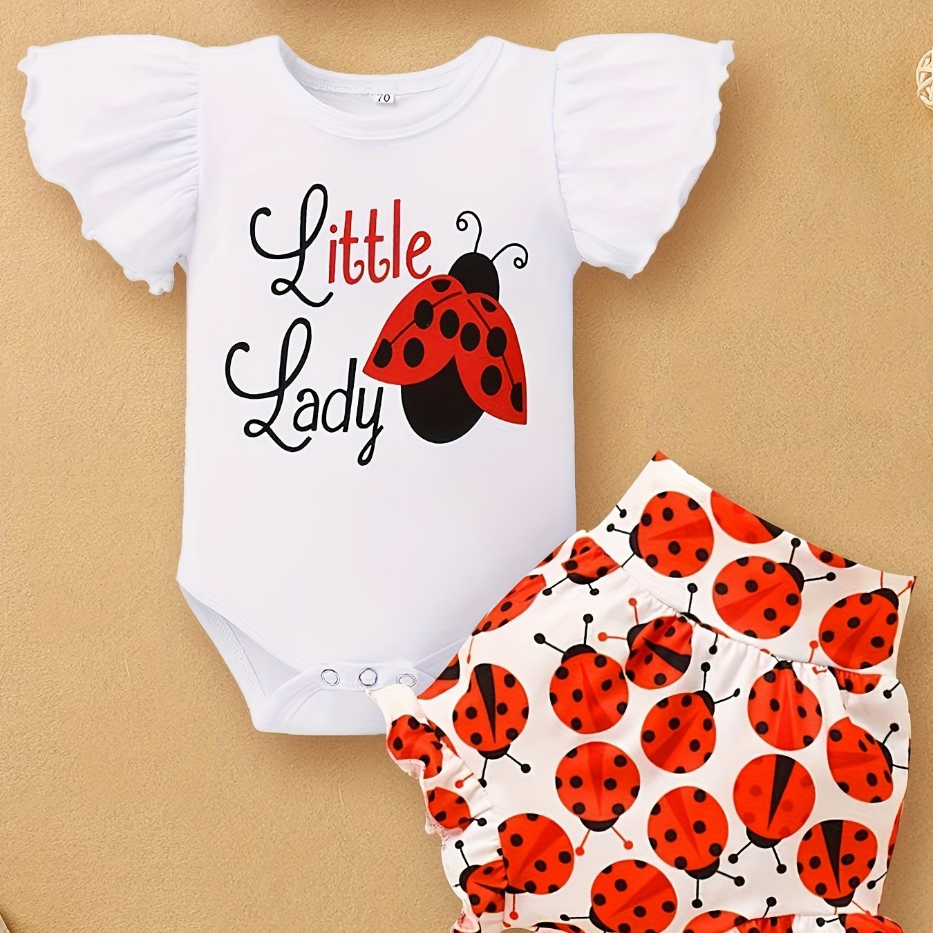 The Perfect 3pc Baby Girl Outfit: "Little Miss Sunshine" Cotton Ruffle Short Sleeve Onesie with Floral Shorts & Matching Headband